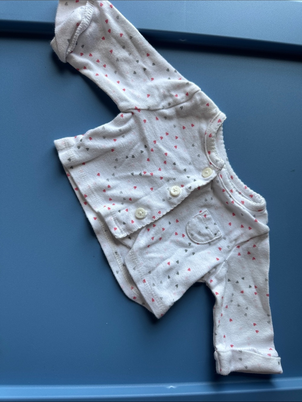 Baby Heart-Print White Cardigan Sweater